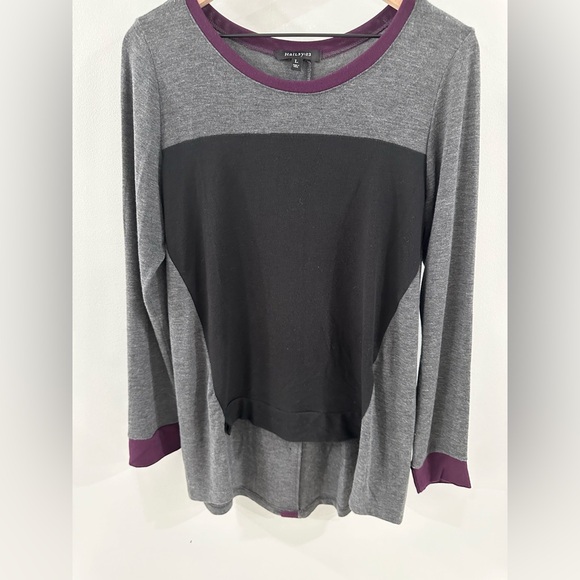Hail3y:23 Purple & Gray Colorblock Button Back Tunic Size Large - Picture 3 of 5